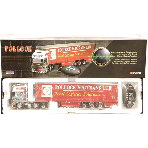 1131 - Corgi Modern 1:50 scale truck sight and sound Scania Topline curtainsider Pollock (Scotrans) LTD. P&... 