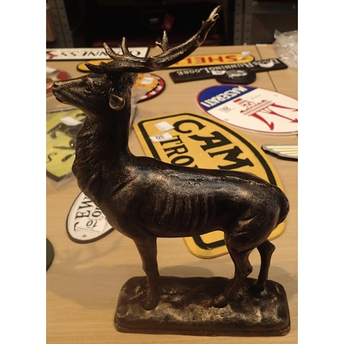 9 - Large cast iron deer figure on base, H: 30 cm. P&P Group 2 (£18+VAT for the first lot and £2+VAT for... 