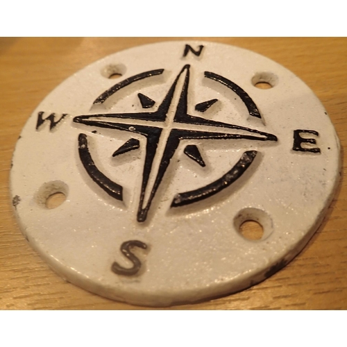 14 - Circular cast iron compass points sign, D: 9 cm. P&P Group 1 (£14+VAT for the first lot and £1+VAT f... 