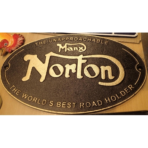 12 - Cast iron Manx Norton sign, D: 24 cm. P&P Group 2 (£18+VAT for the first lot and £2+VAT for subseque... 