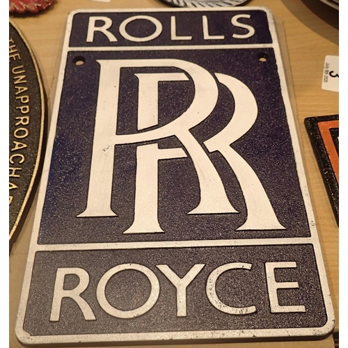 3 - Cast iron Rolls Royce wall sign, 29 x 18 cm. P&P Group 2 (£18+VAT for the first lot and £2+VAT for s... 