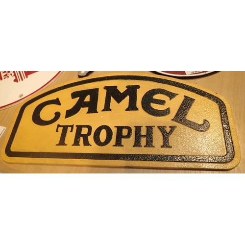 30 - Large cast iron Camel Trophy sign, L: 40 cm. P&P Group 2 (£18+VAT for the first lot and £2+VAT for s... 