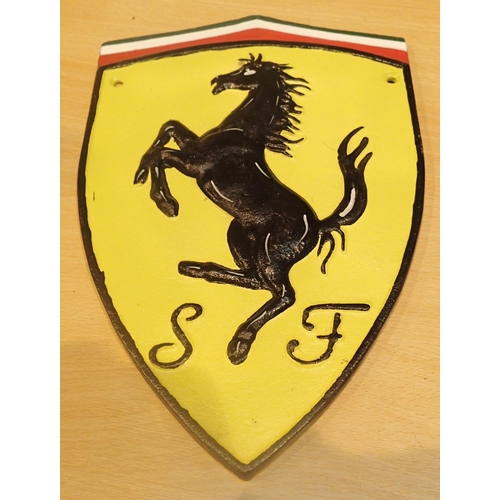 25 - Cast iron Ferrari sign, H: 29 cm. P&P Group 2 (£18+VAT for the first lot and £2+VAT for subsequent l... 