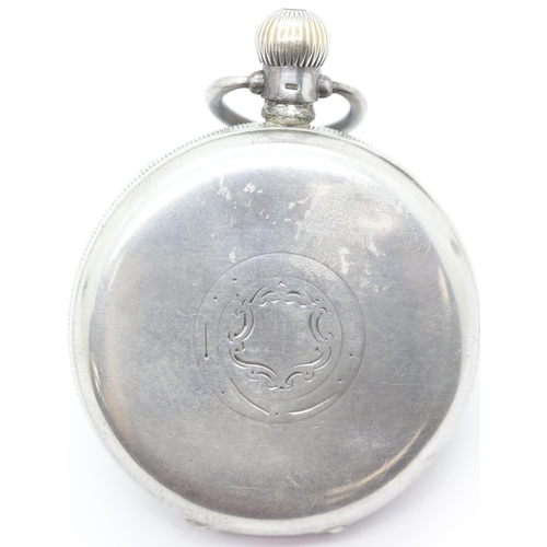 1202 - Hallmarked silver crown wind open face pocket watch. P&P Group 1 (£14+VAT for the first lot and £1+V... 