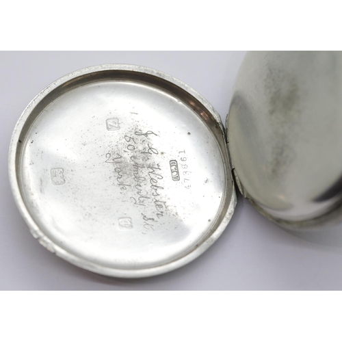 1202 - Hallmarked silver crown wind open face pocket watch. P&P Group 1 (£14+VAT for the first lot and £1+V... 