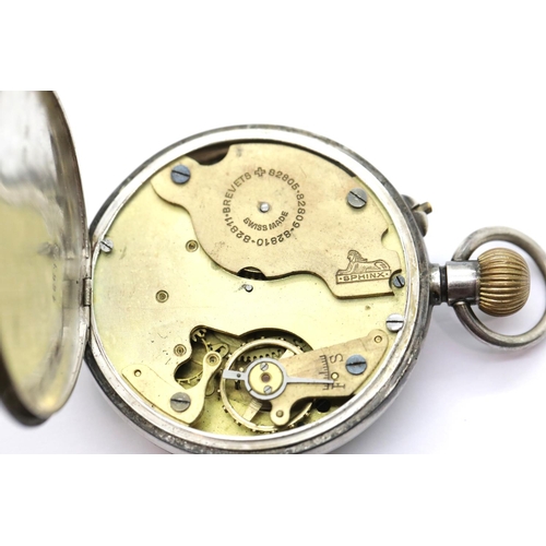 1212 - 925 silver import open face crown wind pocket watch lacking seconds hand. P&P Group 1 (£14+VAT for t... 