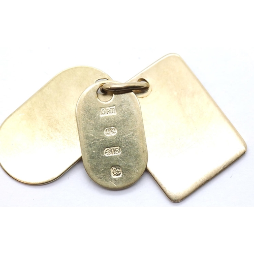 1232 - Three 9ct yellow gold dog tags pendant, longest: 25mm, 8.6g. P&P Group 1 (£14+VAT for the first lot ... 