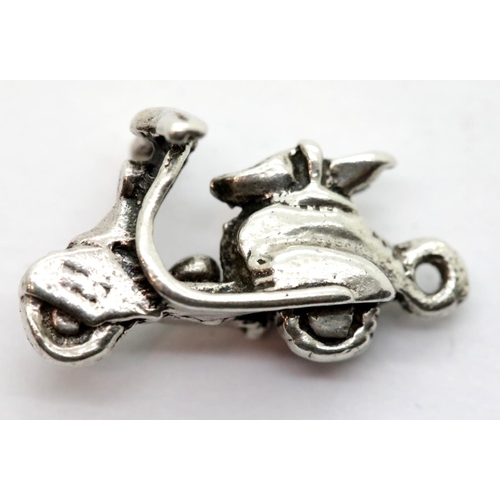 1241 - Sterling solid silver Vespa scooter pendant, L: 1.8 cm, 2.1g. P&P Group 1 (£14+VAT for the first lot... 