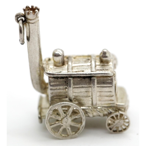 1251 - Sterling silver large steam engine charm, L: 3.8 cm, 10g. P&P Group 1 (£14+VAT for the first lot and... 