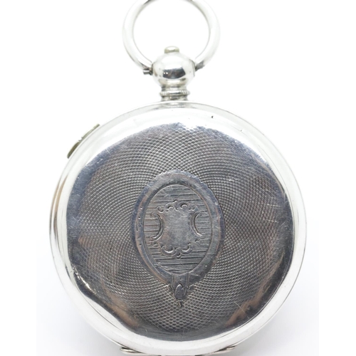 1261 - 925 silver centre seconds chronograph pocket watch with roman numeral chapter ring open face key win... 