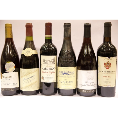 1405 - Six bottle mixed wines: Bourgogne Hautes Cotes de Beaune 2010 75cl 12.5 vol, Vacqueyras 2003 75cl 13... 