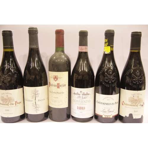 1408 - Six bottles of: Chateau Rozier Saint Emilion Grand cru 2000 12.5% vol, 2x Barolo 1998 & 2004 13.5% v... 