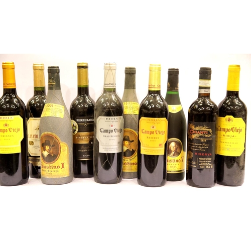 1409 - Ten bottle mixed wines: Campo Viejo Gran reserva 2000 13.5% vol,Berberana Rioja reserva 2006 13.5% v... 