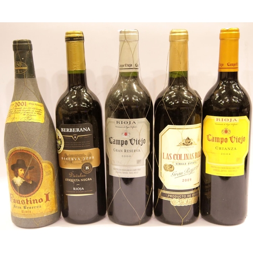 1409 - Ten bottle mixed wines: Campo Viejo Gran reserva 2000 13.5% vol,Berberana Rioja reserva 2006 13.5% v... 