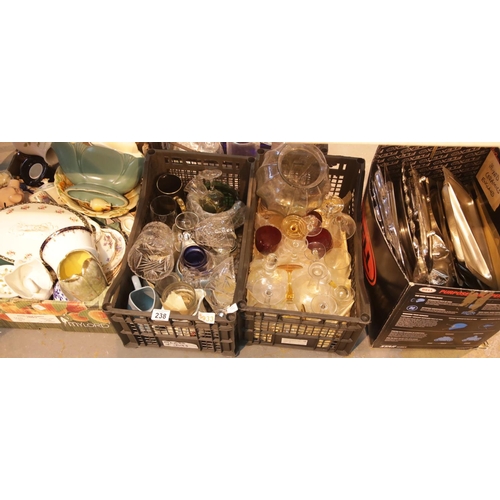 238 - Mixed crystal, ceramics, stainless steel and glassware. This lot is not available for in-house P&P.