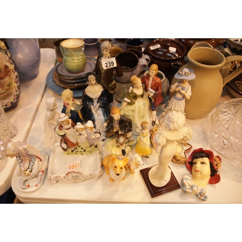 239 - Collection of mixed ceramic figurines. This lot is not available for in-house P&P.