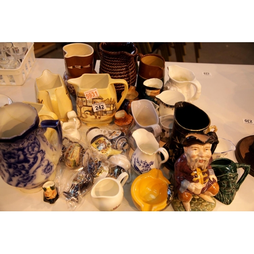 242 - Collection of mixed jugs including miniatures. This lot is not available for in-house P&P.