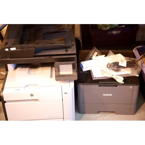 257 - Three mixed printers including HP and Brother. This lot is not available for in-house P&P.