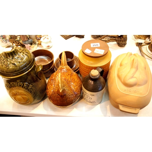 260 - Collection of mixed ceramics including Rumtopf biscuit barrel. This lot is not available for in-hous... 