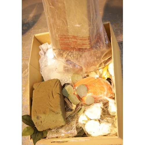 308 - Box of floristry related items including faux flowers. This lot is not available for in-house P&P.