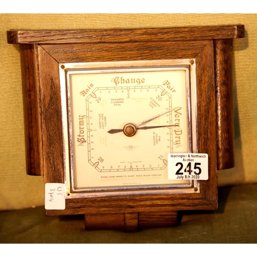 245 - Oak framed wall barometer. This lot is not available for in-house P&P.