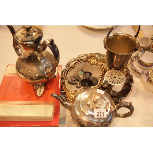 271 - Silver plated items and boxed placemats. This lot is not available for in-house P&P.