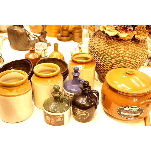 287 - Collection of mixed ceramics including empty whisky flasks and Studio Pottery. This lot is not avail... 