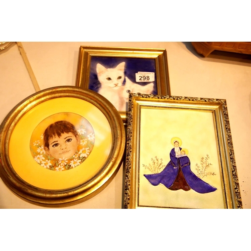 298 - Three ceramic pictures by Avis Ballard (Spain), largest 20 x 25 cm. This lot is not available for in... 