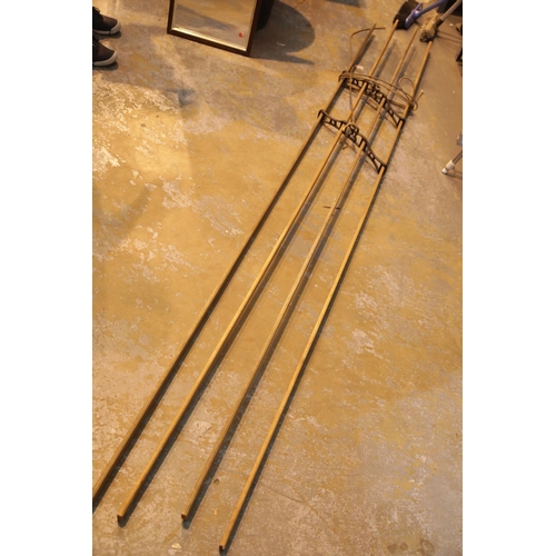 313 - Vintage wood and cast metal clothes airer. This lot is not available for in-house P&P.