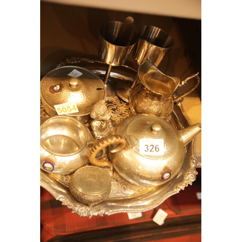 326 - Large collection of mixed silver plate and pewter items. This lot is not available for in-house P&P.