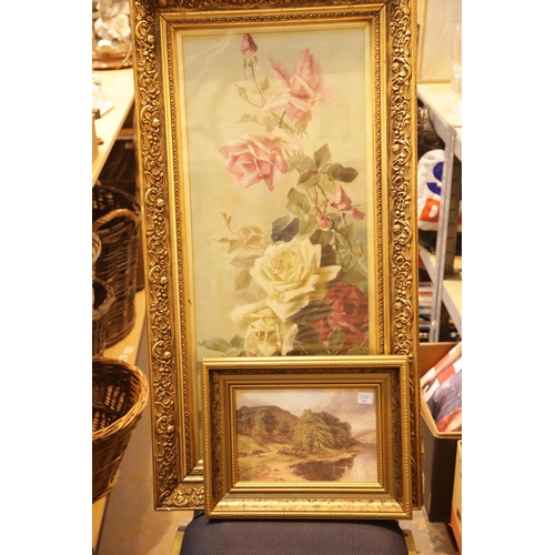 340 - Two vintage type framed and glazed pictures one unsigned oil on canvas still life flowers. This lot ... 