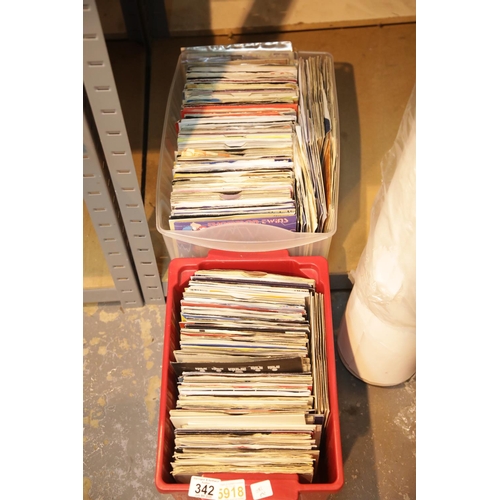 342 - Two boxes of 45 RPM single records c1970-80s. This lot is not available for in-house P&P.
