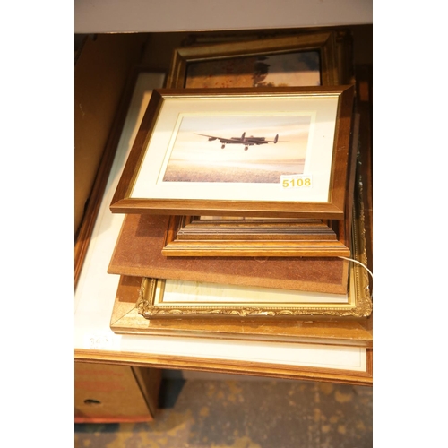346 - Collection of mixed framed and glazed pictures including a vintage oil on board seascape. This lot i... 