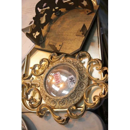 306 - Small gilt framed mirror, matching shelf and a tray. Not available for in_houseP&P