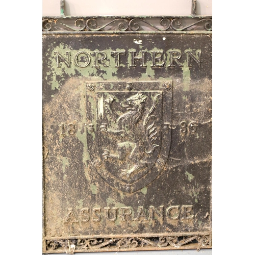 1473 - Two cast iron large Northern Insurance hanging sign, 55 x 70 cm. This item is not suitable for in-ho... 