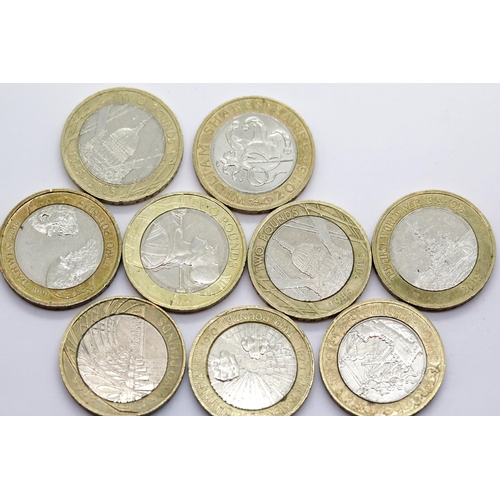 1329 - Nine collectable £2 coins including Mary Rose, WWI etc. P&P Group 1 (£14+VAT for the first lot and £... 