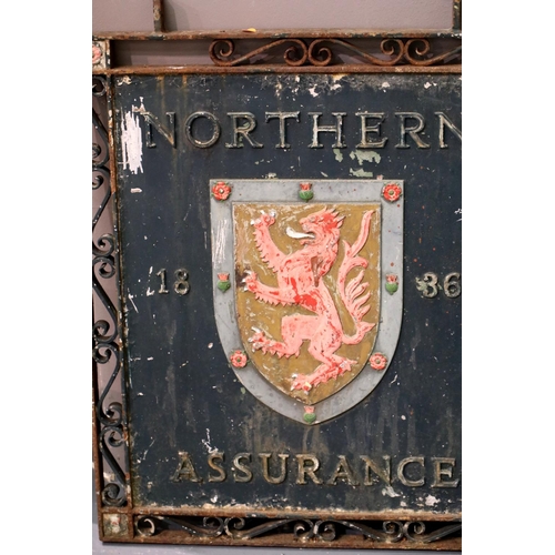 1473 - Two cast iron large Northern Insurance hanging sign, 55 x 70 cm. This item is not suitable for in-ho... 