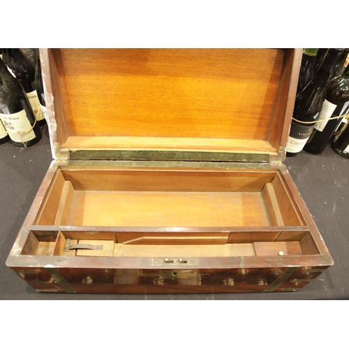 1503 - Large brass bound walnut writing case, lacking interior, 26 x 50 x 21 cm H. P&P Group 3 (£25+VAT for... 