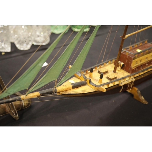 1515 - Large scratch built four mast schooner model boat on stand. This lot is not available for in-house P... 