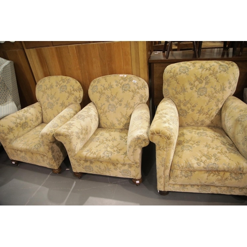 1653 - Three antique upholstered sitting room armchairs (2+1). This lot is not available for in-house P&P.