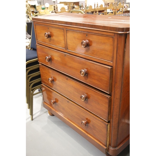 1662 - Large Victorian walnut chest of two short over three long drawers 106 x 48 x 124 cm H. This lot is n... 