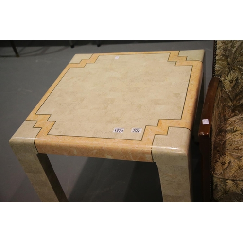 1673 - Art Deco type square marble table by Magnussen International, made in the Philippines, 68 cm squared... 