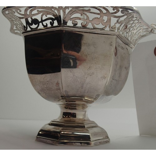 1390B - Hallmarked silver pierced footed bowl, maker James Dixon & Son, Sheffield 1908, 286g. P&P Group 2 (£... 