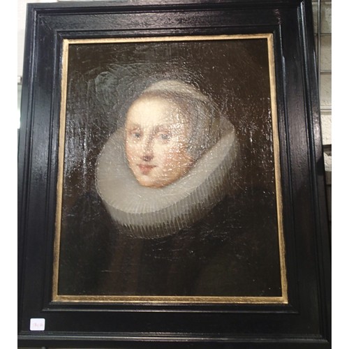 1741A - Dutch Seventeenth century painting of a lady with ruff. Restretched and in good condition.
Condition... 