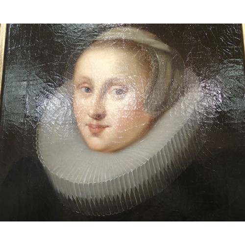 1741A - Dutch Seventeenth century painting of a lady with ruff. Restretched and in good condition.
Condition... 