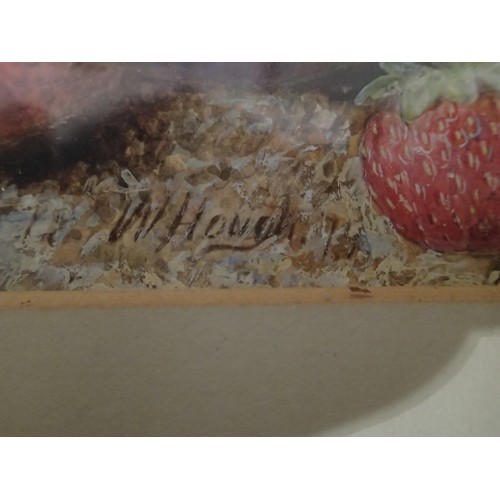 1734 - William B. Hough (1819-1897) watercolour still life strawberries and other fruits, signed lower left... 