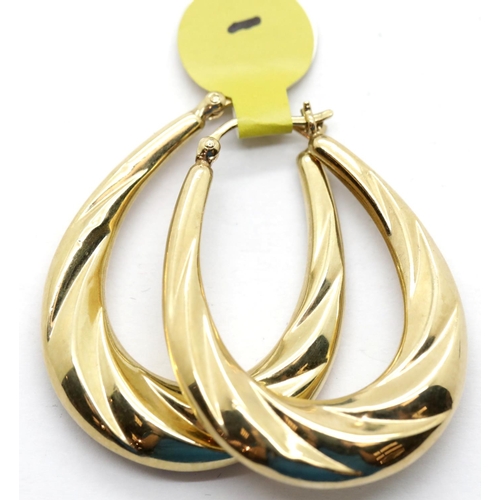 1622 - Ladies 9ct gold faceted loop earrings, L: 5 cm. P&P Group 1 (£14+VAT for the first lot and £1+VAT fo... 