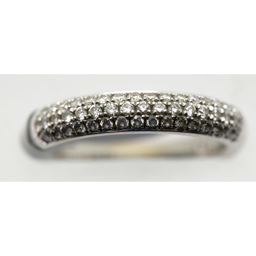 1636 - Ladies gold heavy set pave diamond half eternity ring, size L, 4.4g. P&P Group 1 (£14+VAT for the fi... 