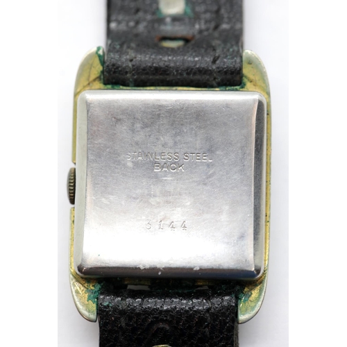 1661 - Military type Rocar 15 jewel mechanical wristwatch on a leather strap. P&P Group 1 (£14+VAT for the ... 
