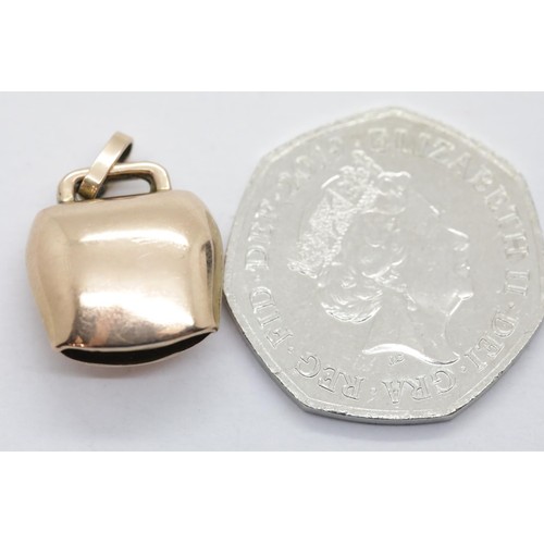 1614 - Vintage 9ct gold cowbell charm. P&P Group 1 (£14+VAT for the first lot and £1+VAT for subsequent lot... 